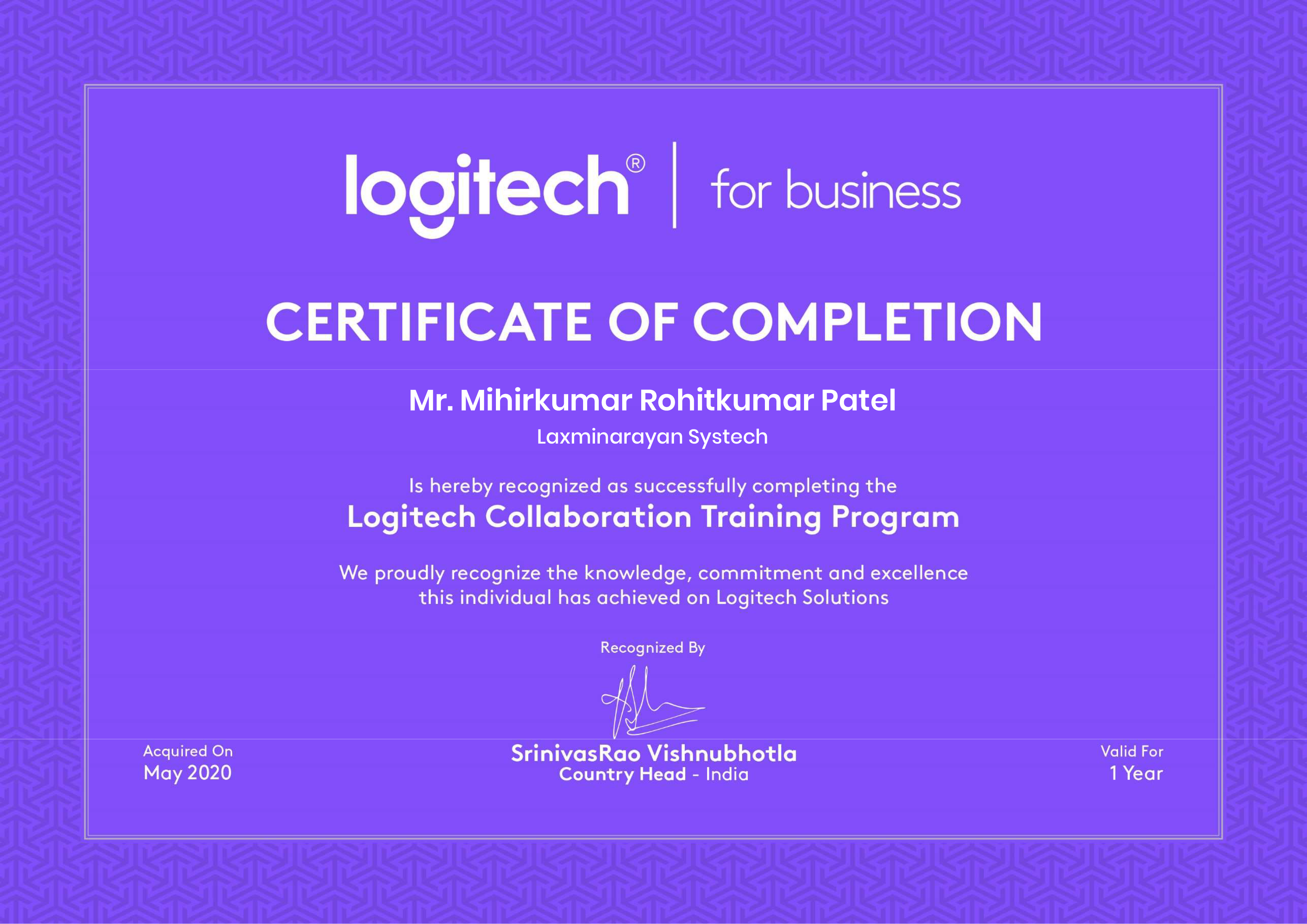 Logitech Certificate